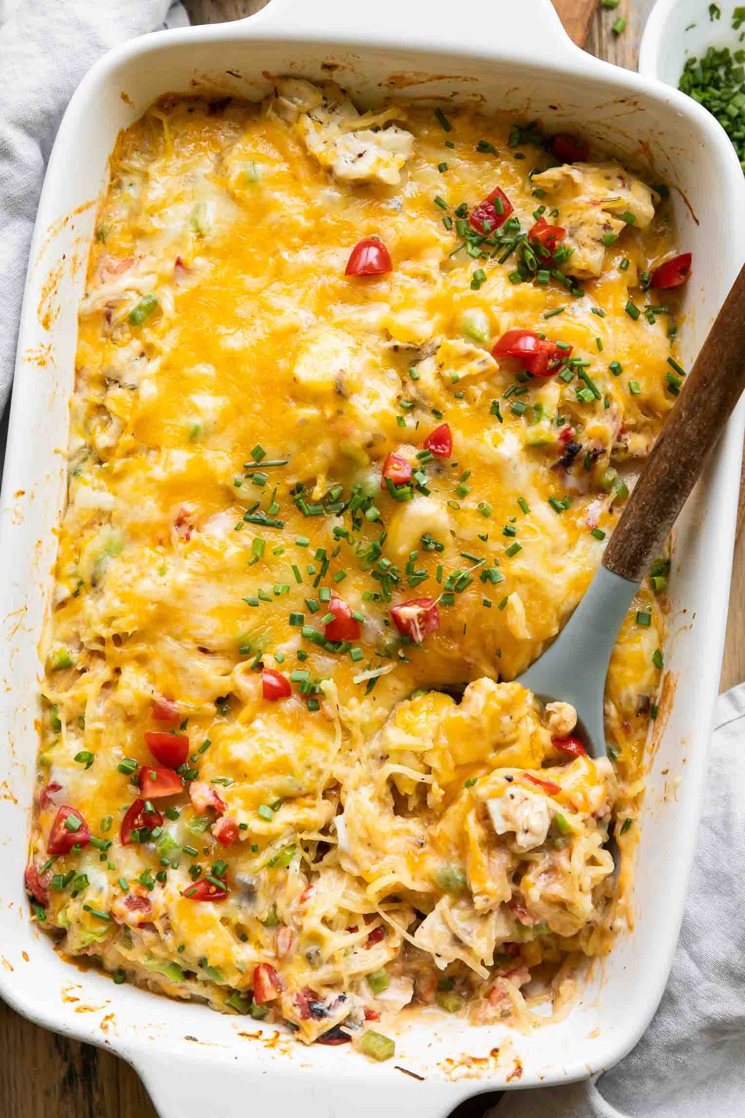 Cheesy Chicken Spaghetti Squash Casserole