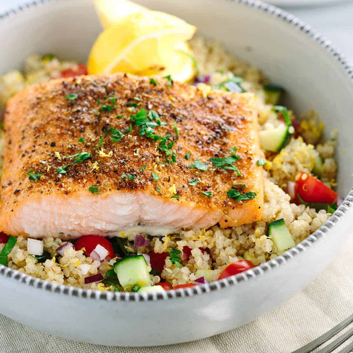 Mediterranean Salmon and Vegetable Quinoa