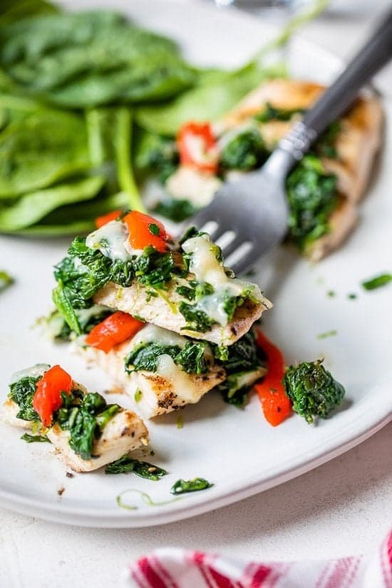 Grilled Chicken with Spinach and Mozzarella