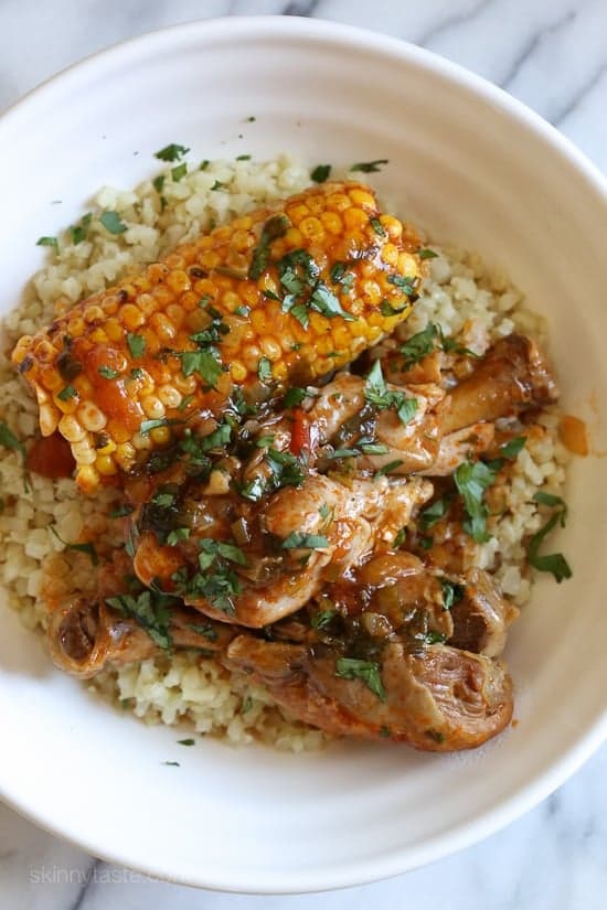 Pressure Cooker Stewed Chicken with Corn (Pollo Guisado con Maiz)