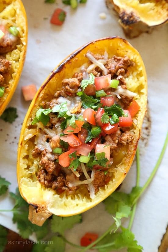 Turkey Taco Spaghetti Squash Boats