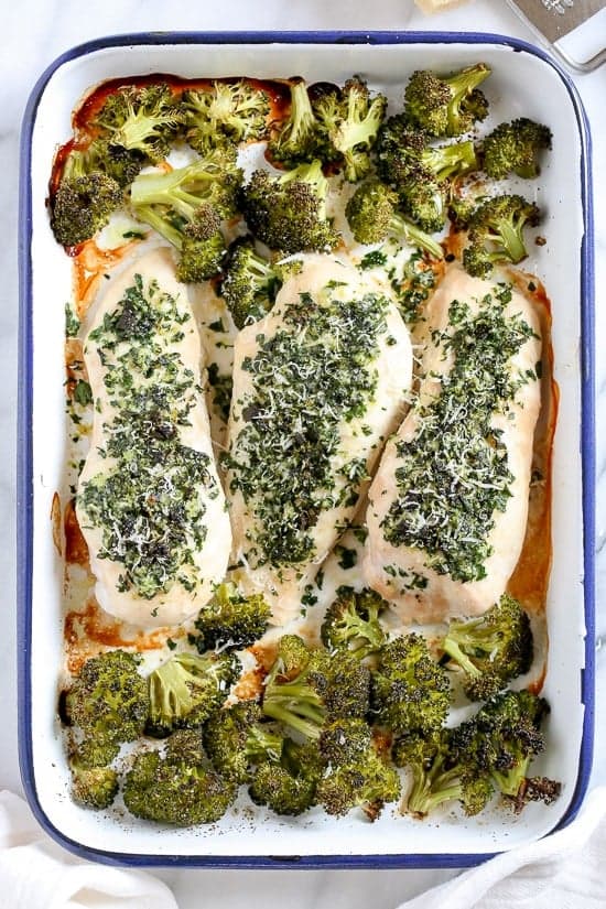 One Pan Parmesan-Crusted Chicken with Broccoli