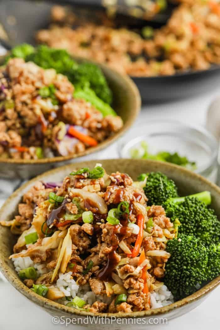 Sesame Ground Turkey Bowls